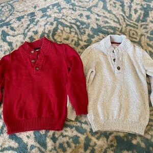 Carter's Red and Cream Button-Front Cowl Neck Sweaters (2-Pack)